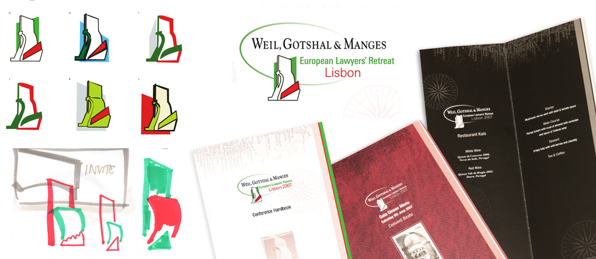 original marker pen sketched logos plus final color logo and examples of designed menus